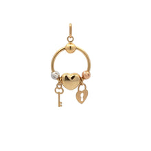 Load image into Gallery viewer, 18K Gold Pendant Charm Heart Keys Beads 2.27 grams - Rafant