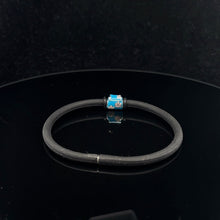 Load image into Gallery viewer, 925 Sterling Silver Charm Bead Bag Blue Enamel Silicone Bracelet Cord 7.25 inches - Rafant