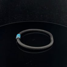 Load image into Gallery viewer, 925 Sterling Silver Charm Bead Bag Blue Enamel Silicone Bracelet Cord 7.25 inches - Rafant