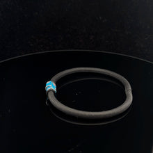 Load image into Gallery viewer, 925 Sterling Silver Charm Bead Bag Blue Enamel Silicone Bracelet Cord 7.25 inches - Rafant