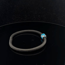 Load image into Gallery viewer, 925 Sterling Silver Charm Bead Bag Blue Enamel Silicone Bracelet Cord 7.25 inches - Rafant