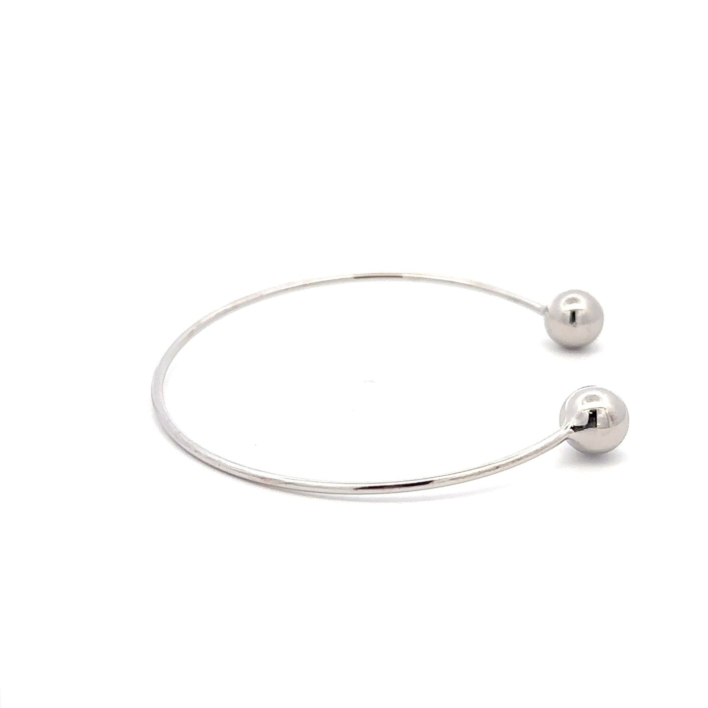925 Sterling Silver Bangle Wire Bracelet Adjustable Size 6 3/4 inches - Rafant
