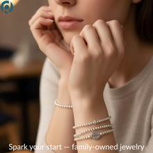 Load image into Gallery viewer, 925 Sterling Silver Beaded Stretch Stacking Bracelet Minimalist Choose: Friends,Forever,Joy,Mom