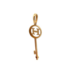 Load image into Gallery viewer, 18K Gold Pendant Open Key Letter H