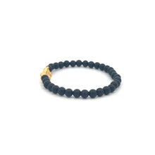 Load image into Gallery viewer, 18K Gold Pixiu Piyao Bracelet Gemstones Matte Onyx 4mm Mini 6mm Elastic Bracelet