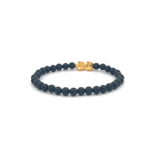 Load image into Gallery viewer, 18K Gold Pixiu Piyao Bracelet Gemstones Matte Onyx 4mm Mini 6mm Elastic Bracelet