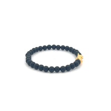Load image into Gallery viewer, 18K Gold Pixiu Piyao Bracelet Gemstones Matte Onyx 4mm Mini 6mm Elastic Bracelet