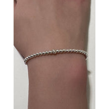 Load image into Gallery viewer, 925 Sterling Silver Beaded Stretch Stacking Bracelet Minimalist Corrugated Center Bead Charm