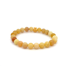 Load image into Gallery viewer, 24K Gold Money Bag Lucky Charm Stretchable Bracelet Gemstones Natural Yellow Opal 8mm Size 6.5" - Rafant