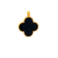 Load image into Gallery viewer, 18K Gold Pendant Clover Black Onyx Lucky Koi Fish