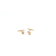 Load image into Gallery viewer, 14K Gold Stud Earrings Bar Screw Back Type Very Tiny