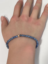 Load image into Gallery viewer, Natural Kyanite Gemstones Mini 4mm 18K Gold Charm Bead - Rafant