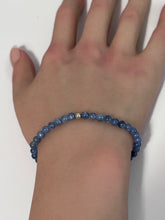 Load image into Gallery viewer, Natural Kyanite Gemstones Mini 4mm 18K Gold Charm Bead - Rafant