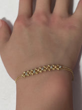 Load image into Gallery viewer, 18K Gold Bracelet Beaded Rounds Charms Size 7 inches Three tones - Rafant