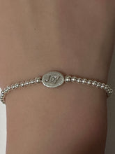 Load image into Gallery viewer, 925 Sterling Silver Beaded Stretch Stacking Bracelet Minimalist Choose: Friends,Forever,Joy,Mom