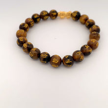 Load image into Gallery viewer, 24K Gold Piyao Pixiu Lucky Charm Bracelet Tiger Eye Gemstones 8mm Size 6 inches - Rafant
