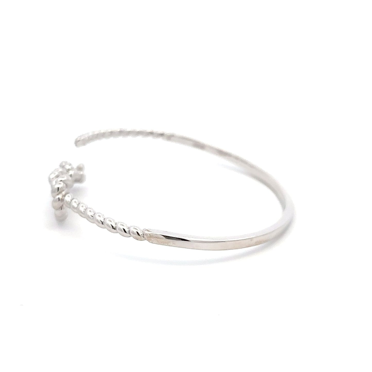 925 Sterling Silver Bangle Wire Bracelet Adjustable Size 6.25 inches - Rafant