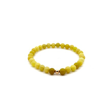 Load image into Gallery viewer, Natural Lemon Jade Gemstones 6mm Stretchable Bracelet 18k Gold Bead Charm S7" - Rafant