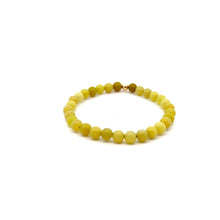 Load image into Gallery viewer, Natural Lemon Jade Gemstones 6mm Stretchable Bracelet 18k Gold Bead Charm S7" - Rafant