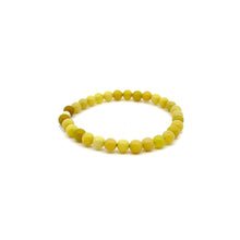 Load image into Gallery viewer, Natural Lemon Jade Gemstones 6mm Stretchable Bracelet 18k Gold Bead Charm S7" - Rafant