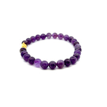 Load image into Gallery viewer, 24K Gold Piyao Pixiu Lucky Charm Bracelet Gemstones Amethyst 8mm Size 8 inches - Rafant