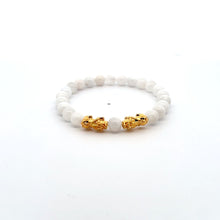 Load image into Gallery viewer, 18K Gold Pixiu Piyao Lucky Charm Bracelet Gemstones Moonstones 6mm Size 6" - Rafant