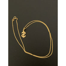 Load image into Gallery viewer, 18K Gold Necklace Chain 17.75 inches Pendant Dollar Sign 2.40 grams