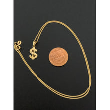 Load image into Gallery viewer, 18K Gold Necklace Chain 17.75 inches Pendant Dollar Sign 2.40 grams