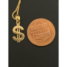 Load image into Gallery viewer, 18K Gold Necklace Chain 17.75 inches Pendant Dollar Sign 2.40 grams