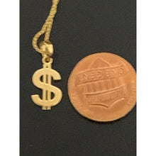 Load image into Gallery viewer, 18K Gold Necklace Chain 17.75 inches Pendant Dollar Sign 2.40 grams