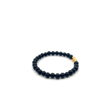Load image into Gallery viewer, 18K Gold Pixiu Piyao Lucky Charm Bracelet Natural Black Onyx Gemstones 6mm - Rafant