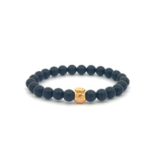 Load image into Gallery viewer, 18K Gold Money Bag Matte Onyx Gemstones 4mm Mini 6mm Lucky Charm Elastic Bracelet