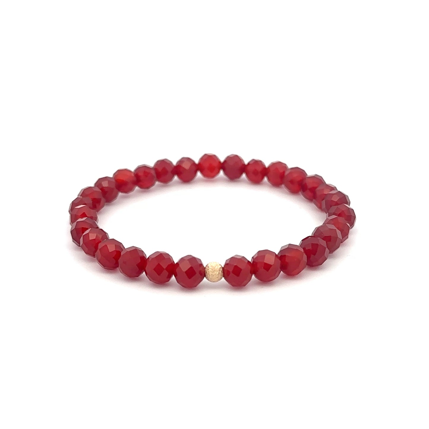 Natural Gemstones Carnelian Microfaceted 4mm Stretch Bracelet with 14K Bead Choose Polished, Stardust, Corrugated - Rafant