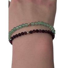 Load image into Gallery viewer, Garnet & Aventurine Gemstone Stretch Bracelet with 14K Gold Accent Bead Handmade