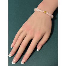 Load image into Gallery viewer, 18K Solid Gold Coin Ball Stretch Bracelet Rose Quartz Clear Quartz Lotus
