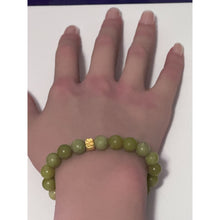 Load image into Gallery viewer, 24K Gold Money Bag Lucky Charm Bracelet Gemstones Peridot August Birthstones 8mm Size 6" - Rafant