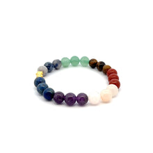 Load image into Gallery viewer, 18K Gold Piyao Pixiu Dragon Lucky Charm Bracelet Gemstones Chakra 8mm S6.5" - Rafant