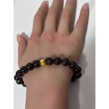 Load image into Gallery viewer, 24K Gold Money Bag Lucky Charm Bracelet Gemstones Natural Garnet 10mm Size 7.25" - Rafant