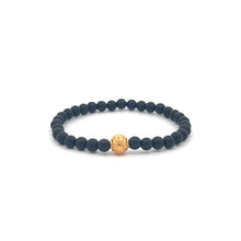 Load image into Gallery viewer, 18K Gold Money Coin Ball Lucky Bracelet Mini Gemstones Black Matte Onyx 4mm Mini 6mm - Rafant