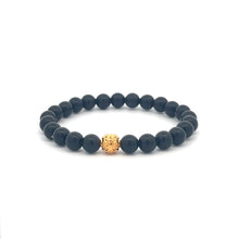Load image into Gallery viewer, 18K Gold Money Coin Ball Lucky Bracelet Mini Gemstones Black Matte Onyx 4mm Mini 6mm - Rafant