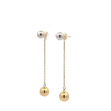 Load image into Gallery viewer, 18K Japan Gold Earrings Stud Drop Dangle Two Tone White Yellow Gold 2.02 grams