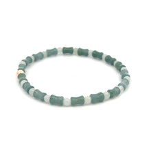 Load image into Gallery viewer, 18K Solid Gold 4mm Bead Stretch Bracelet Green Icy Jade Bamboo Round