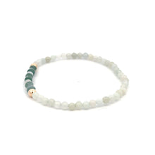 Load image into Gallery viewer, 18K Solid Gold 4mm Bead Stretch Bracelet Green Icy Jade Bamboo Round