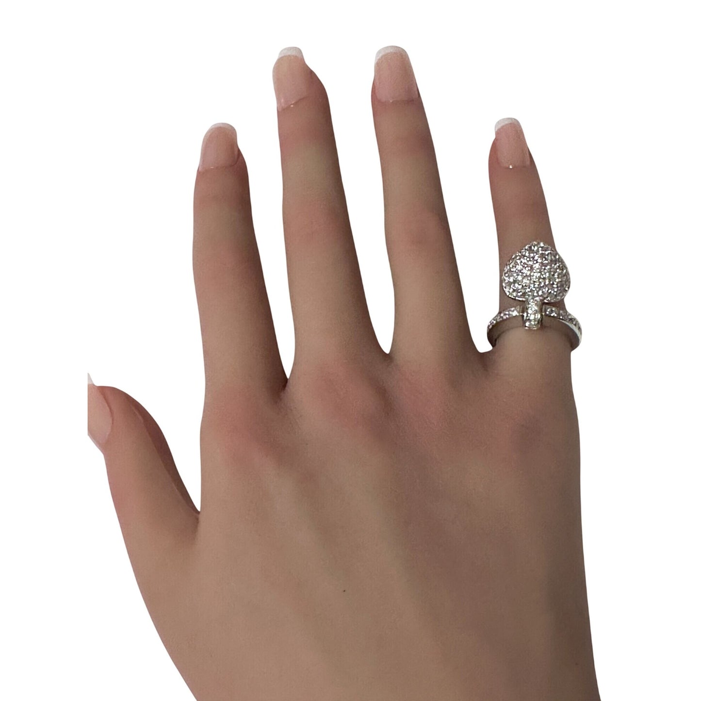 925 Sterling Silver Ring Heart Cubic Zirconia Size 5 - Rafant
