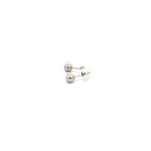 Load image into Gallery viewer, 14K White Gold Earrings Stud Ball Tiny 4mm Silicone Covered Backings