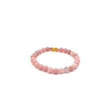 Load image into Gallery viewer, 18K Gold Pixiu Piyao Lucky Charm Bracelet Natural Pink Opal Gemstones 6mm - Rafant