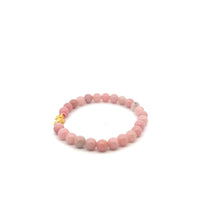 Load image into Gallery viewer, 18K Gold Pixiu Piyao Lucky Charm Bracelet Natural Pink Opal Gemstones 6mm - Rafant