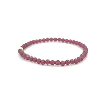 Load image into Gallery viewer, Garnet Micro Faceted Gemstone Beaded Stretch Bracelet 14K Gold Accent Bead Handmade - Rafant