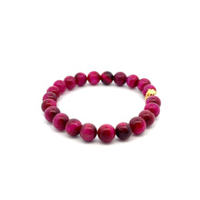 Load image into Gallery viewer, 24K Gold Money Bag Lucky Charm Bracelet Gemstones Dyed Tiger's Eye 8mm Size 6.5" - Rafant