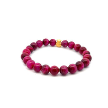 Load image into Gallery viewer, 24K Gold Money Bag Lucky Charm Bracelet Gemstones Dyed Tiger's Eye 8mm Size 6.5" - Rafant